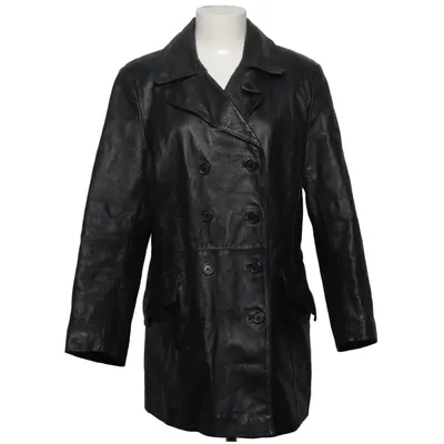 Veste longue en cuir (Noir) de Fresh Spirit Cuir, Polyamide