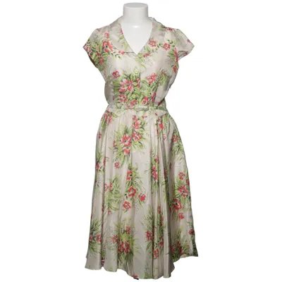 Jurk (Wit, Rood, Groen) van Edith & Ella Acetaat, Zijde