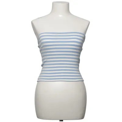 Tube top (Blauw, Wit) van Gina Tricot Elastaan, Organisch katoen