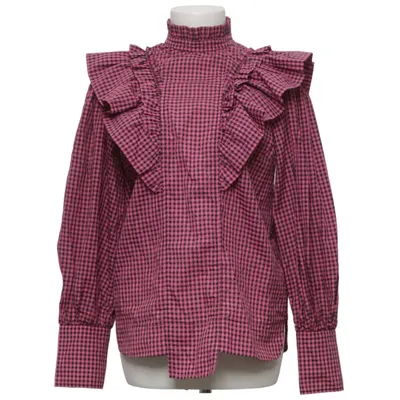 Bluse (Pink, Sort) fra Ganni Økologisk bomuld, Polyamid, Genanvendt polyester