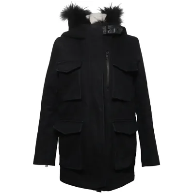 Parka (Black) from The Kooples Cotton, Leather, Polyester