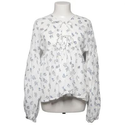 Blouse (White, Blue) from For Good Luck Cotton