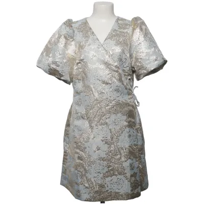 Wrap dress (Blue, Gold) from KappAhl Metallic fiber, Polyester