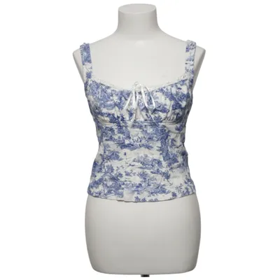 Crop Top (Blau, Weiß) von Kimchi Blue Elasthan, Leinen, Viskose