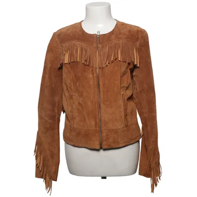 Leren jack (Bruin) van Zara Basic Katoen, Leer, Polyester