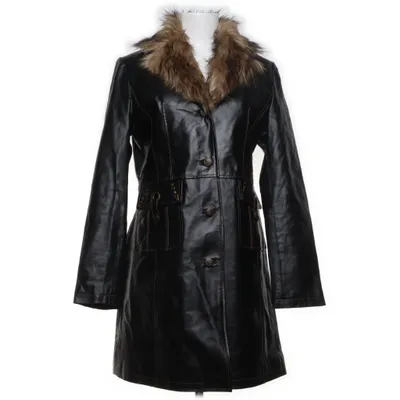 Läderkappa (Svart, Beige) från H&M Skinn, Polyester