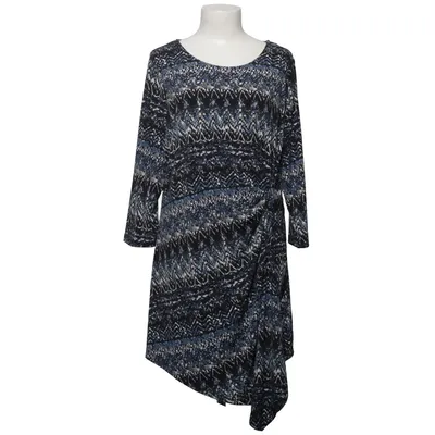 Jurk (Blauw, Zwart, Wit) van Isolde Elastaan, Polyester