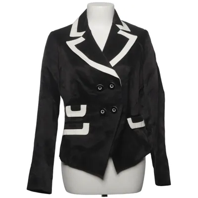 Blazer (White, Black) from Leon Acetate, Cotton, Linen, Polyamide