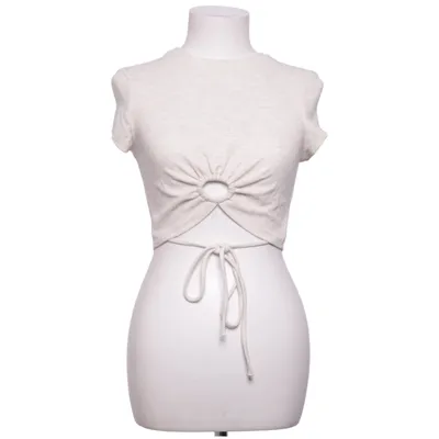 Crop top (Beige) van Topshop Elastaan, Polyester, Viscose