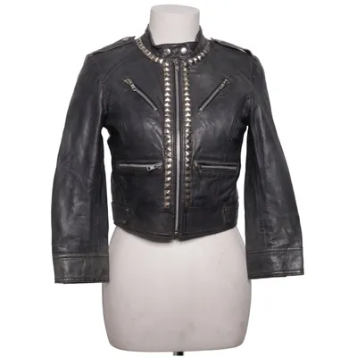 Biker jacket (Black) from Topshop Cotton, Leather, Polyester