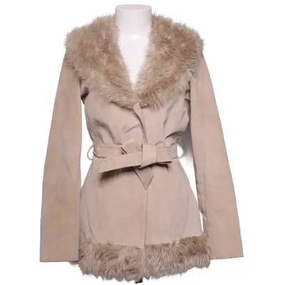 Shearling jacket (Beige) from Charlotte Russe Acrylic, Leather, Polyester