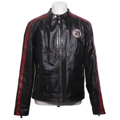 Lederjacke (Schwarz, Rot, Weiß) von Wilsons Leather Acetat, Leder, Nylon, Polyester