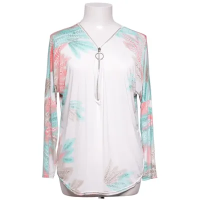 Blouse (Blanc, Multicolore) de Trois Ka Élasthane, Polyester