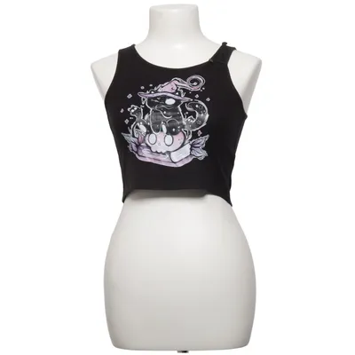 Crop top (Zwart) van Romwe Elastaan, Polyester, Viscose