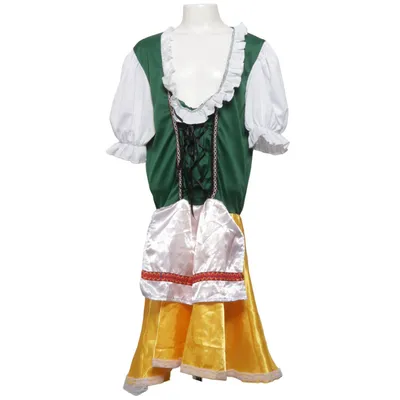 Dirndl (Grön, Gul, Vit) från Wicked Costumes Polyester