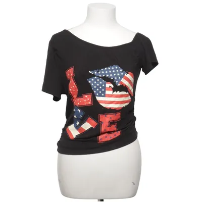 T-shirt (Svart, Flerfärgad) från Romwe Elastan, Viskos