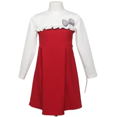 Robe (Rouge, Blanc) de Denim Coton, Élasthane