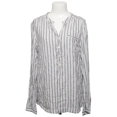 Blouse (Blanc, Gris) de Plus Fine Coton, Lin, Fibre métallique, Viscose
