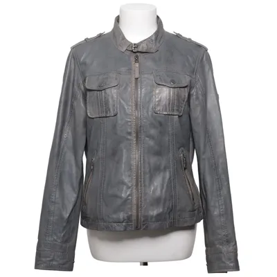 Leather jacket (Gray) from Gipsy Cotton, Leather, Polyester