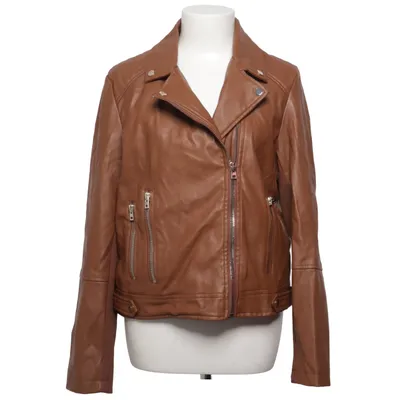 Biker jacket (Brown) from Jean Pascale Cotton, Elastane, Polyester, Polyurethane