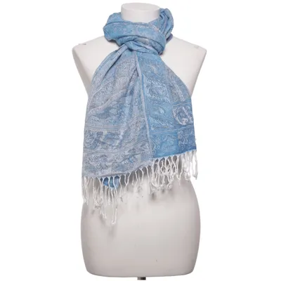 Sjal (Blå, Vit) från Pashmina Kashmir