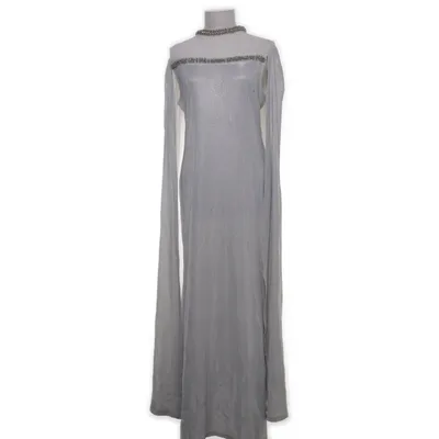 Evening gown (Silver, White) Cotton, Polyester