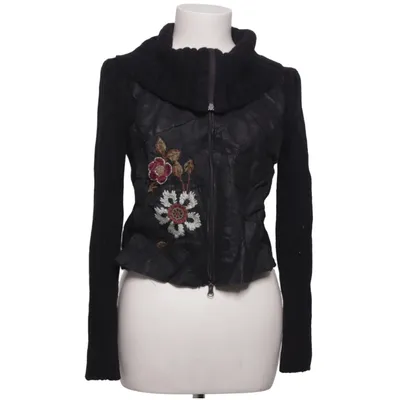 Cardigan (Zwart) van Via Roma Acryl, Leer, Wol