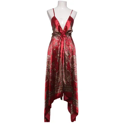 Maxi dress (Red, Multicolored) Elastane, Silk