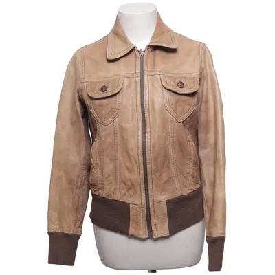 Leather jacket (Beige, Brown) Cotton, Leather