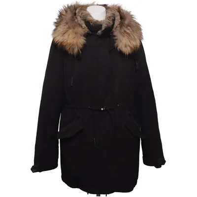 Parka (Black) from Cedrico Cotton, Down, Feather, Leather, Rabbit fur