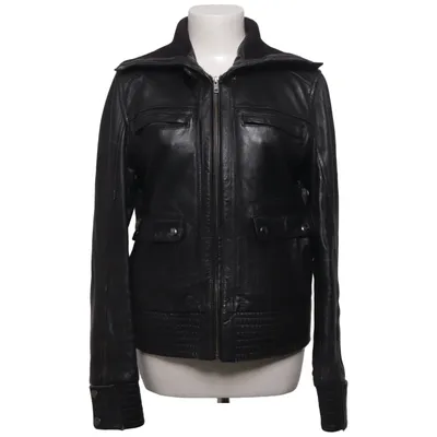 Leather jacket (Black) from Mango Casual Sportswear Acrylic, Cotton, Leather, Polyester