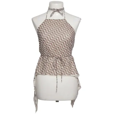 Halter neck top (Brown, White) from Zara Elastane, Polyester