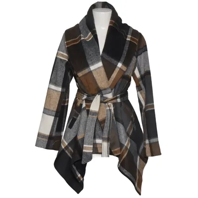 Coat (Brown, Gray, White) from Chicwish Acrylic, Wool