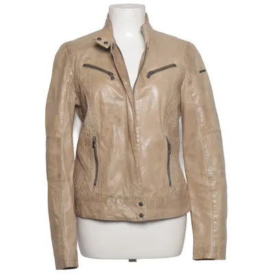 Læderjakke (Beige) fra Milestone Bomuld, Læder, Polyester