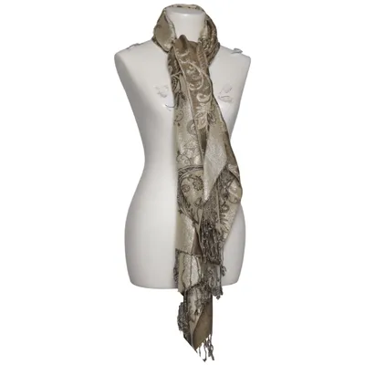 Halstørklæde (Beige, Brun) fra Pashmina Kashmir, Silke