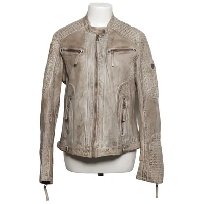 Leather jacket (Gray) from Gipsy Cotton, Leather, Polyester