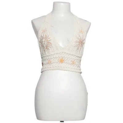 Halter neck top (White, Beige) from Romwe Acrylic