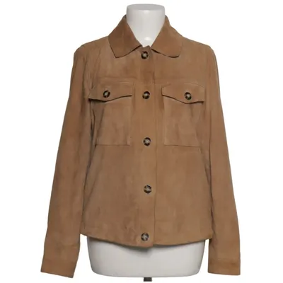 Leather jacket (Brown) from Massimo Dutti Leather, Polyester