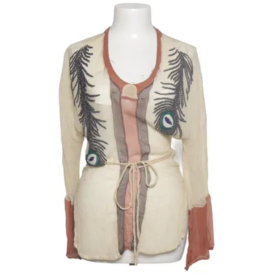 Wrap blouse (Beige, Brown)