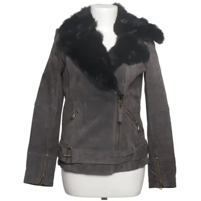 Shearling jas (Grijs, Zwart) van Suiteblanco Leer, Polyester, Konijnenbont