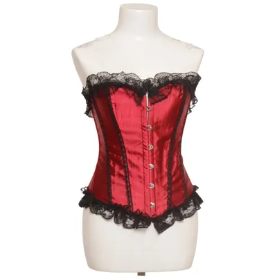 Corset (Red, Black) from Vaacodor Cotton, Elastane, Polyester