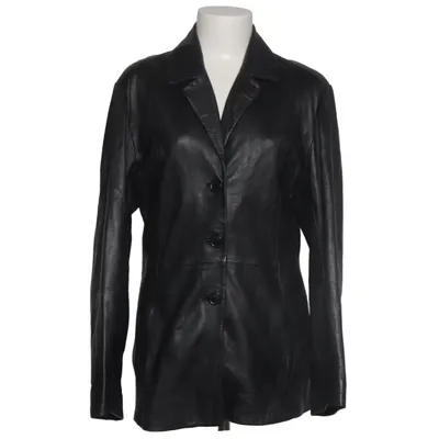 Leren blazer (Zwart) van Mauritius Leer, Polyester