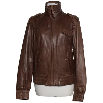 Läderjacka (Brun) från Massimo Dutti Woman Skinn, Polyester