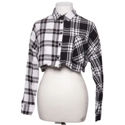 Flannel skjorte (Sort, Hvid) fra Bershka Bomuld