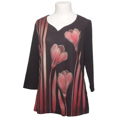Top (Black, Red, Multicolored) from Komplimente Elastane, Polyester