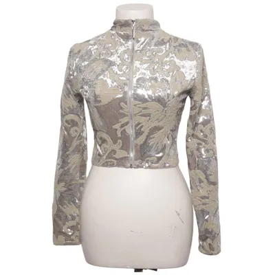 Biker jacket (Silver, Beige) from Maje Elastane, Polyester