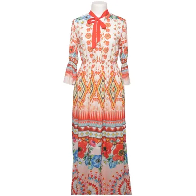 Robe longue (Rouge, Multicolore) de 101 Idees Coton, Polyester