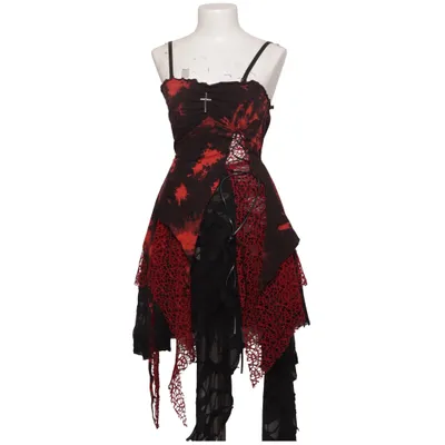 Jurk (Zwart, Rood) van Dark in Love Katoen