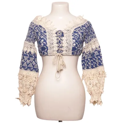 Crop top (Blue, Beige) from Antica Sartoria Cotton, Elastane, Polyester