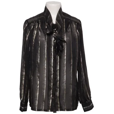 Pussy bow blouse (Black, Gold) from Trevira Polyester